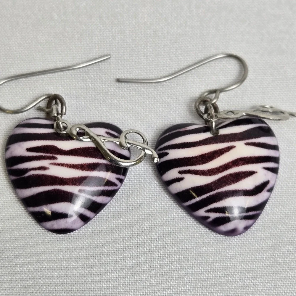 Lot of 3 Pairs of Earrings Stars Hearts Hoops Silver Tone Hardware